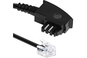 TPFNet 15m Modular-Kabel TAE-N Stecker an RJ11 Stecker 6P2C 2-polig 2-adrig belegt, Faxkabel Modemkabel zum Anschluss Nebengeräte Analog Fax Modem Router an TAE N Telefondose, Schwarz