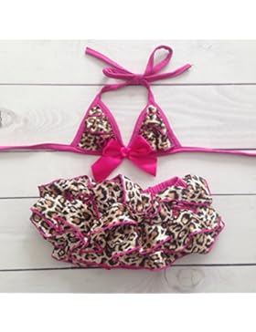 Costume da bagno 2 pezzi da 1 a 8 anni, modello: leopardato, 1/2 anni, 3/4 anni, 5/6 anni, 7/8 anni