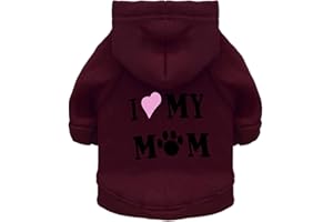 Izefia Kapuzenpullis für Hunde Hund Kapuzenpullis für Kleine Hunde Kleidung Ich Liebe Meine Mutter Fleece Pullover Winter Sweatshirt Warme Baumwolle Hund Kapuzenpullis für Kleine Hund Katze