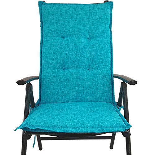 Hochlehner Auflage Outdoor 118 x 50 x 5,5 cm Schmutz- und wasserabweisendes Sitzkissen & Rückenkissen bequem gepolsterte Gartenstuhlauflage mit Gummiband, Farbe:Türkis - 3
