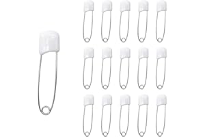 Ruidee 50 Stück 2,2 Zoll Windelnadeln Sicherheitsnadeln Kunststoff Kopf Windeln Nadeln mit Verriegeln Verschluss (Weiß)