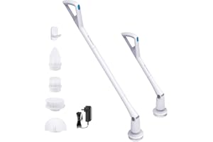 Tilswall M3 Brosse Electrique Nettoyage,7.4V Brosse de Nettoyage Electrique sans Fil Rechargeable,Réglable 250/300 RPM,Electric Spin Scrubber avec 4 Têtes de Brosse,pour Sol,Salle de Bain,Cuisine