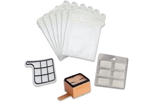 DL SERVICE Ricambi Kit adatto a Folletto Vk 135/136 | 6 Sacchetti + 1 Filtro Hepa + 1 Griglia Motore + 6 Profumi per Manutenzione e Pulizia del Folletto