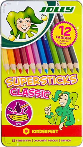 JOLLY 3000-0246 - Supersticks Classic, 12 Farben, Mine, Lernmaterialien, 3.8 mm