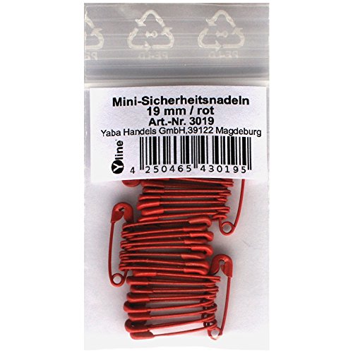 36 Stück Mini Sicherheitsnadeln rot ca.19 mm, Sicherheits- Nadel Nadeln, 3019