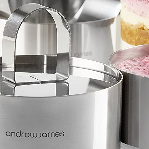 Andrew James – 4-Teiliges Speisering-Set Mit Stampfer – Dessertringe – Vorspeiseringe – Lebensmittelpräsentation – Aus hochwertigem Edelstahl - 5