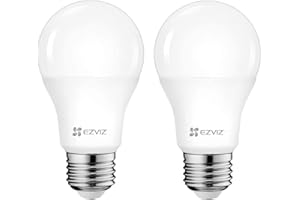 SOFTEAM EZVIZ LB1 Lampadina LED Smart WiFi 8W 806LM, Compatibile con Alexa, E27 Luce Calda Dimmerabile 2700K, Comandabile Tramite App, Controllo Vocale, Nessun Hub Richiesto (2 pezzi), Bianco