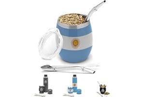 AURUM GOURMET TOOLS Aurum® Mate Argentino, Yerba Mate, Vajillas Completas Modernas, Te Matcha Kit, Bombilla Mate, Yerba Mate Argentina, Taza Calabaza, Bombilla para Mate, Termo Mate, Calabaza Natural (Bandera)