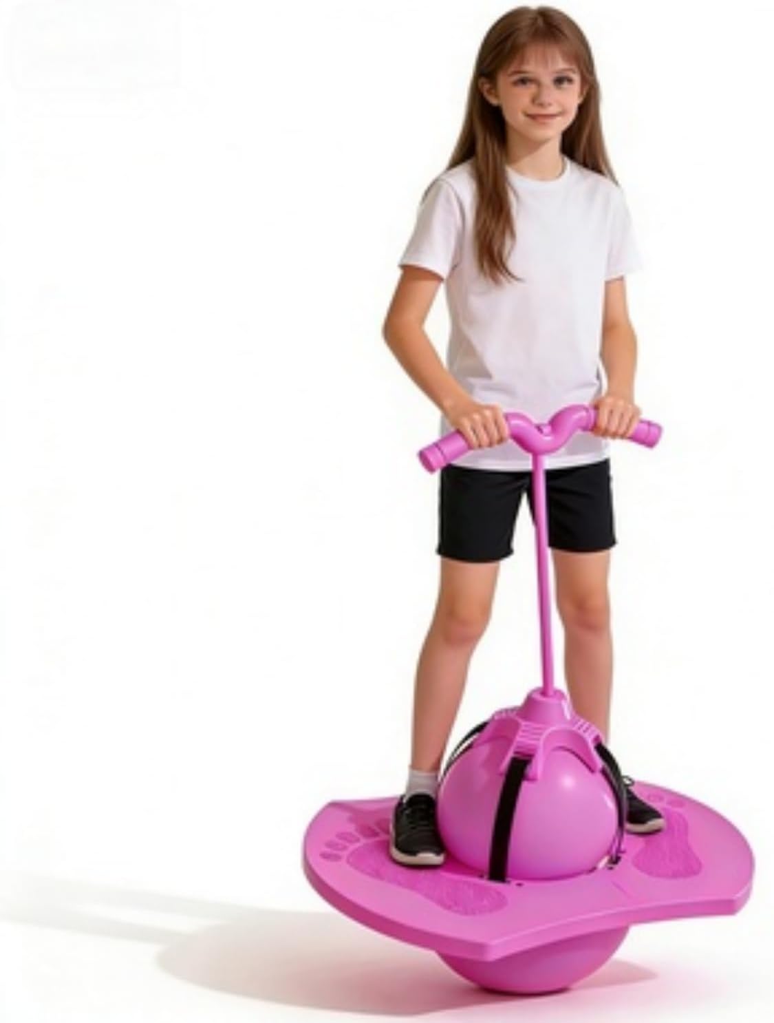 Racocou Nueva Pelota Rebotadora para Niños y Adultos Balón Pogo con Asa Palo de Salto Seguro para Edades de 5 Años Juguete Divertido de Ejercicio y Fitness,Rosado