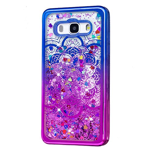 CLM-Tech Funda para Samsung Galaxy J5 2016 Carcasa TPU Silicona con l quido bling coraz n Case flor azul p rpura transparente CLM-Tech Funda para Samsung Galaxy J5 2016 Carcasa TPU Silicona con l quido bling coraz n Case flor azul p rpura transparente