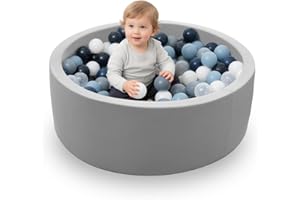 hoopyosms Piscina di Palline in Schiuma per Bambini e Neonati, Morbida e Rotonda, Schiuma Memory per Gioco Morbido (Senza Palline Incluse), Grigio