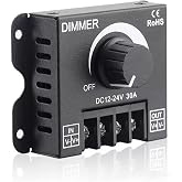 DC 12V 24V 30A Led S&uuml;r&uuml;c&uuml; Dimmer 360W 720W Voltaj Ayarlı Ampul