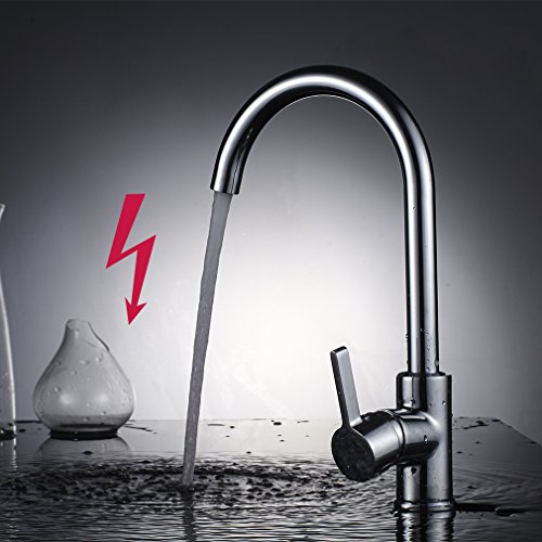 Auralum Chrom Küchenarmatur Niederdruck Kupfer Spültischarmatur Mischbatterie für Küche 360° Drehung Armatur