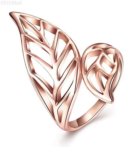 High Quality Rose gold-color big leaf design Ring for Women Anniversary Made with hollow leaf Luxury Jewelry engagement ring