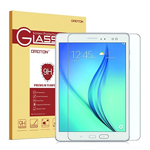OMOTON Displayschutzfolie für Samsung Galaxy Tab A 9.7, panzerfolie mit [2.5Dabgerundete Kanten ] [9H Härte] [Kristall-klar [kratzfest] [Luftbläschen-frei][lebenlange Garantie]