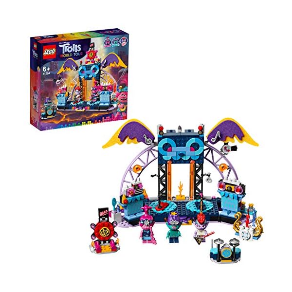 LEGO-Trolls-World-Tour-Concerto-a-Volcano-Rock-City-Ricrea-le-Scene-del-Film-Trolls-con-3-Minifigure-di-Poppy-Branch-e-Regina-Barb-Set-di-Costruzioni-per-Bambini-6-Anni-41254