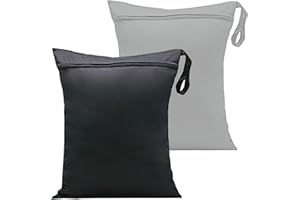 KARJIAJA 2 Stück Wiederverwendbare Nasstasche Wasserdichte Stofftaschen Reusable Wet Bag Wäschebeutel Windeltasche Nassbeutel Windelbeutel Wetbag Kindergarten für Badeanzüge, Strandtuch, Sportkleidung