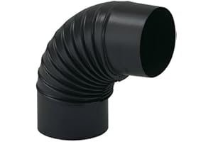 EACOMMERCE Gomito per Stufa a Legna in Lamiera porcellanata per Canna Fumaria (Gomito da 90° - 12 Ø cm, Nero Opaco)