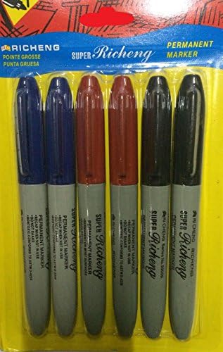 NEW 6PC 6 PC PEICE PERMANENT COLOUR BOLD FINE POINT MARKER PEN ARTIST TATTOO PIERCE CD DVD DRAWING MARKERS PACK OF 6