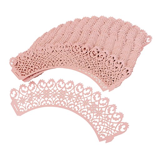 ULTNICE 50 Stück Cupcake Wrappers Fall für Hochzeit Geburtstagsparty (rosa)