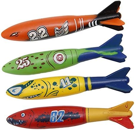 Dekawei Toypedo Swimming Pool Game Torpedo Toy, 1 Set Of 4Pcs Toypedo Bandits Swimming Pool Diving Game Summer