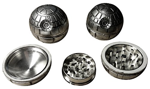 Weed Grinder im Todesstern Style aus Metall, Kräutermühle mit Pollensieb, Gewürzmühle im Death Star Design, 3-Teilig aus Aluminium mit Zinklegierung, Verpackt in Eleganter Geschenkbox - 4