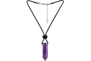 mookaitedecor Natürlicher Kristall wies Heilstein Halskette für Frauen Männer, Hexagonal Anhänger mit Wachsseil