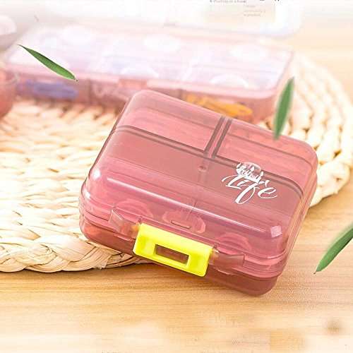 Xiduobao - Porta-pillole  settimanale, qualità di stile, di grande capacità, mini porta-pillole da viaggio per avere le tue medicine sempre con te Red(03)