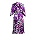Price comparison product image Elite99 Women's Sexy Robes Peacock and Blossoms Kimono Satin Nightwear Dress Long (L, Purple)