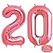 Produktbild FUNXGO XXL Folienballon Zahl [ca.100cm], Rosa Luftballon Zahlen für Geburtstag Jubiläum & Party Geschenk partydeko Folienballon Zahlen Luftballons Happy Birthday ( 0-9 ) (rosa[ 20 ])