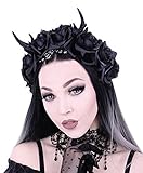 Dark Dreams Gothic Steampunk Haarband Haarreif Kopfschmuck Geweih & Rosen schwarz