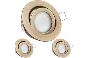 LEDANDO 3er LED Einbaustrahler Set Messing mit LED GU10 Markenstrahler 5W - warmweiss - 120° Abstrahlwinkel - schwenkbar - 35W Ersatz - A+ - LED Spot 5 Watt - Einbauleuchte LED rund
