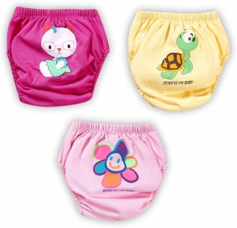 Momslab Poopes100 Pamuk Kombin Alıştırma Külodu 3'Lü (GÜL-SARI-PEMBE / 1-2 Yaş)