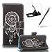 Produktbild Samsung Galaxy S6 Edge Handyhülle Brieftasche Lederhülle Case,Bookstyle Magnet PU Leder Standfunktion Kompletter Schutz Kartenfach Wallet Cover für Samsung Galaxy S6 Edge,Herzzer Mode Gute Qualität [Weiß Traumfänger Muster] Schutztasche Schutzhülle Handyschale Hülle Flip Case Cover für Samsung Galaxy S6 Edge + 1 x Frei Schwarz Handy Halterung Ständer + 1 x Frei Schwarz Touch Pen Stift Stylus