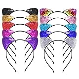 Linda diadema con forma de oreja de gato: con la forma de orejas de gato y decorada con lentejuelas brillantes, tiene un aspecto brillante y delicado, y puede hacer que atraiga la atención de más personas entre la multitud o la fiesta.