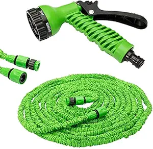 GBS MART Water Spray Jet Gun HOSE Pipe, Homes Plastic 15 m Water Spray For Garden/Car/Bike/Pet Wash, (Multicolor)