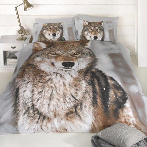 Rapport HomeWolf Kingsize Duvet Cover Set - Printed Panel King Duvet Cover Set