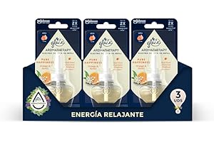 Glade Aromatherapy Eléctrico Líquido con Aceites Esenciales, Fragancia Pure Happiness. Pack de 3 Recambios