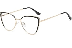 LJCZKA Occhiali Luce Blu Occhi di Gatto Donna Occhiali Filtro Luce Blu Cat Eye Metallo Anti Affaticamento per Computer Gioco Lettura