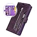 Produktbild Hnzxy Kompatibel mit Samsung Galaxy S10 Plus Hülle,PU Leder Tasche Flip Case Cover Handyhülle Reißverschluss Geldbörse mit 9 Kartenfächer Lederhülle Magnet Handy Schutzhülle Klapphülle,Lila