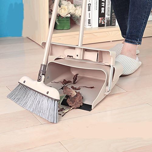 BJM Dustpan &amp; Lobby Broom Combo, 3 Foot Overall Height, blue Ergonomic Dustpan and Telescoping Handle (blue)