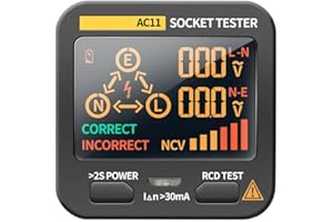 DollaTek AC11 Wielofunkcyjny ekran LED Tester gniazd miernik fazy detektor polaryzacji fazy 0,1 V ~ 250 V AC Pomiar zerowego napięcia/identyfikacja drutu ogniowego