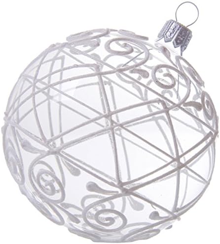 Glassor 5014 Christmas Ball, Set of 4 Clear Glass Balls, One Type, 8 x 8 x 8 cm White