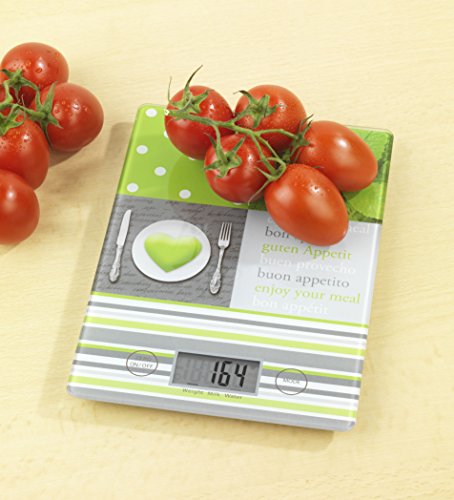 WENKO 25225100 Küchenwaage Slim Menu – elektronische Digitalwaage mit Sensor-Tastatur und Tara-Funktion, Gehärtetes Glas, 14 x 1.2 x 19.5 cm, Multicolor - 7