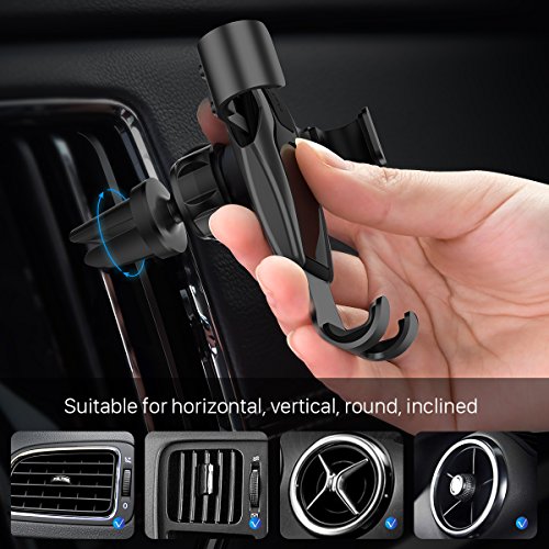 Supporto Auto Smartphone, Auto Porta Cellulare Telefono Supporto GravitÃ  Auto Universale [bocchetta dell'aria] per iPhone x, 8, 7, 6, Galaxy Note 8, S8, S7, S6, A7, A5, Sony, LG V30 U11 G6, HTC, moto g Z, OnePlus 5T e altri telefoni cellulari. (Nero)