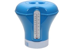 POWERHAUS24 Dosierschwimmer für 200g Tabletten mit Thermometer, zur Dauerdosierung im Pool, mit Verstellring
