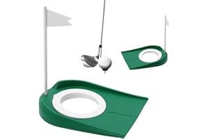 MOKERNALI Golf Putting Cup, Verstellbare Golf Putting Cup Übungshilfe, mit Einstellbarer Loch, Flagge, Lochdurchmesser 6,8 cm, Putting Cup 18×13,5 cm, Golf Loch Cup aus Kunststoff, Für Drinnen Und Draußen