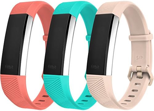 Deruitu Fitbit Alta HR Bands and Alta HR Wristbands,Small Large,Adjustable Replacement Strap with Secure Metal Buckle for Alta HR Bracelet Pack of 3 or 10 (Coral,Teal,Blush Pink, Small)