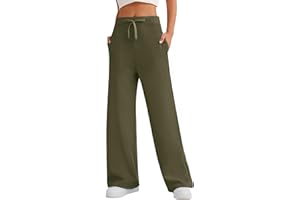Yunmlep Jogginghose Damen Baumwolle Freizeithose High Waist Trainingshose Sporthose Lang Bequem Hose Weites Bein mit Taschen