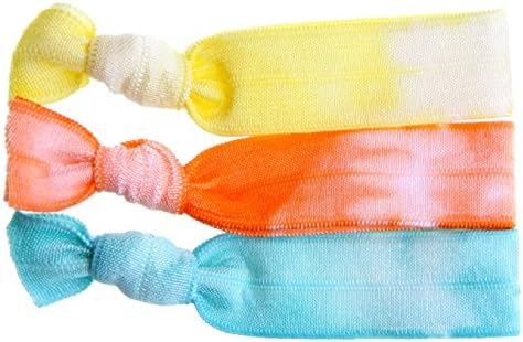 Twistband SUMMER TIE DYE, Hair Tie Pack of 3, Orange tie dye/ Turquoise tie dye / Banana tie dye